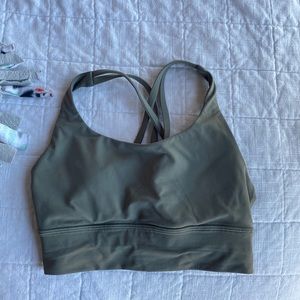 lululemon sports bra; size 4; color: dark olive